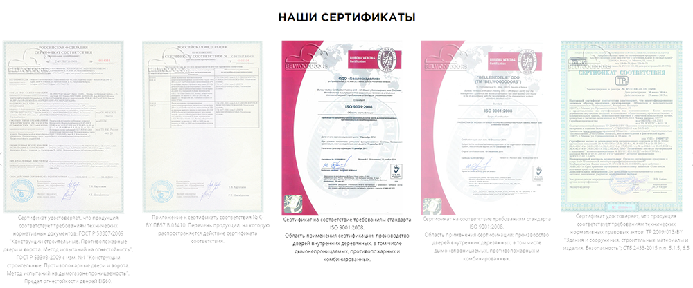 сертификаты belwooddoors